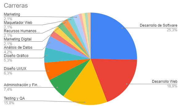 grafico de torta con datos en porcentaje de los perfiles laborales tucumanos